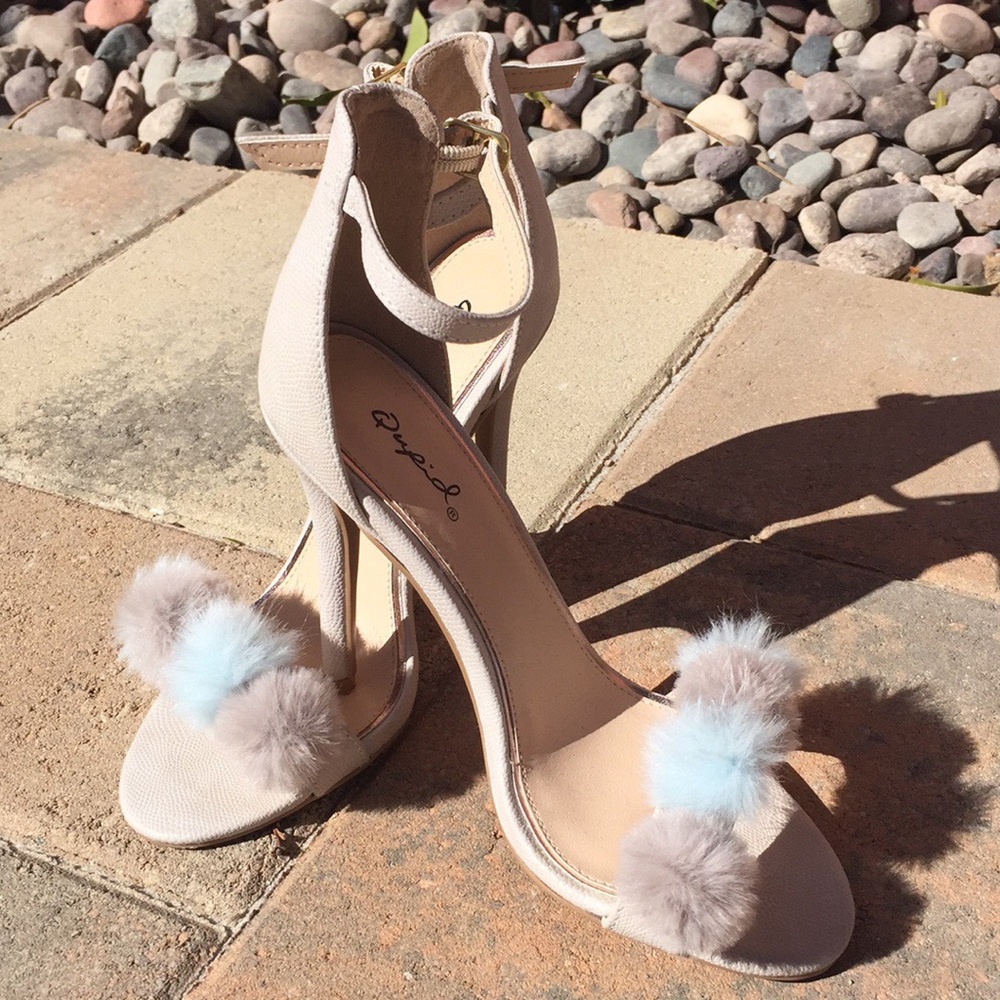 Gray heels with straps